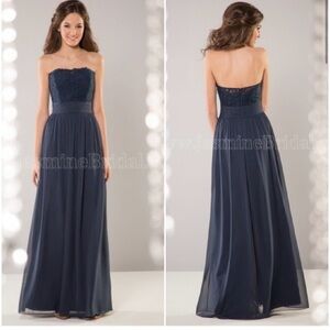 B2 Jasmine Navy Blue Strapless bridesmaid dress